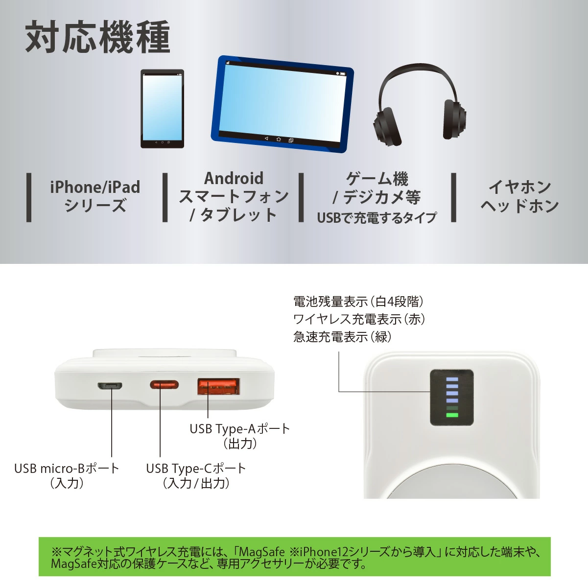 マグネット式モバイルバッテリー 10000mAh - 画像 (7)