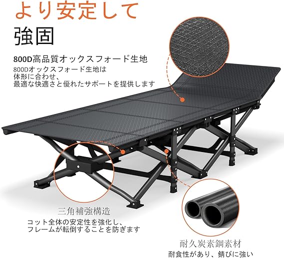 ATORPOK 簡易ベッド 折り畳み式 折りたたみベッド アウトドアベッド,収納バッグ付き (グレー) - 画像 (5)
